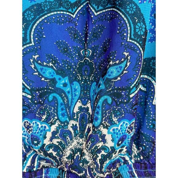 INC International Concepts Blue Print Nylon Scoop neck Pullover Blouse Sz. Small - Picture 3 of 6